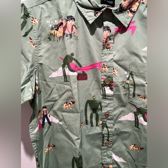Studio Castle in the Sky Pazu, Sheeta, and Friends Woven Button-Up (Medium) - Picture 4 of 7
